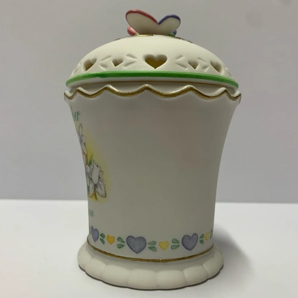 Vintage Avon December Narcissus Birth Flower Ceramic Candle Jar Butterfly Lid